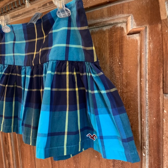 Hollister NEW Blue Plaid Cotton Lined Mini Skirt Size 9 - Picture 4 of 9